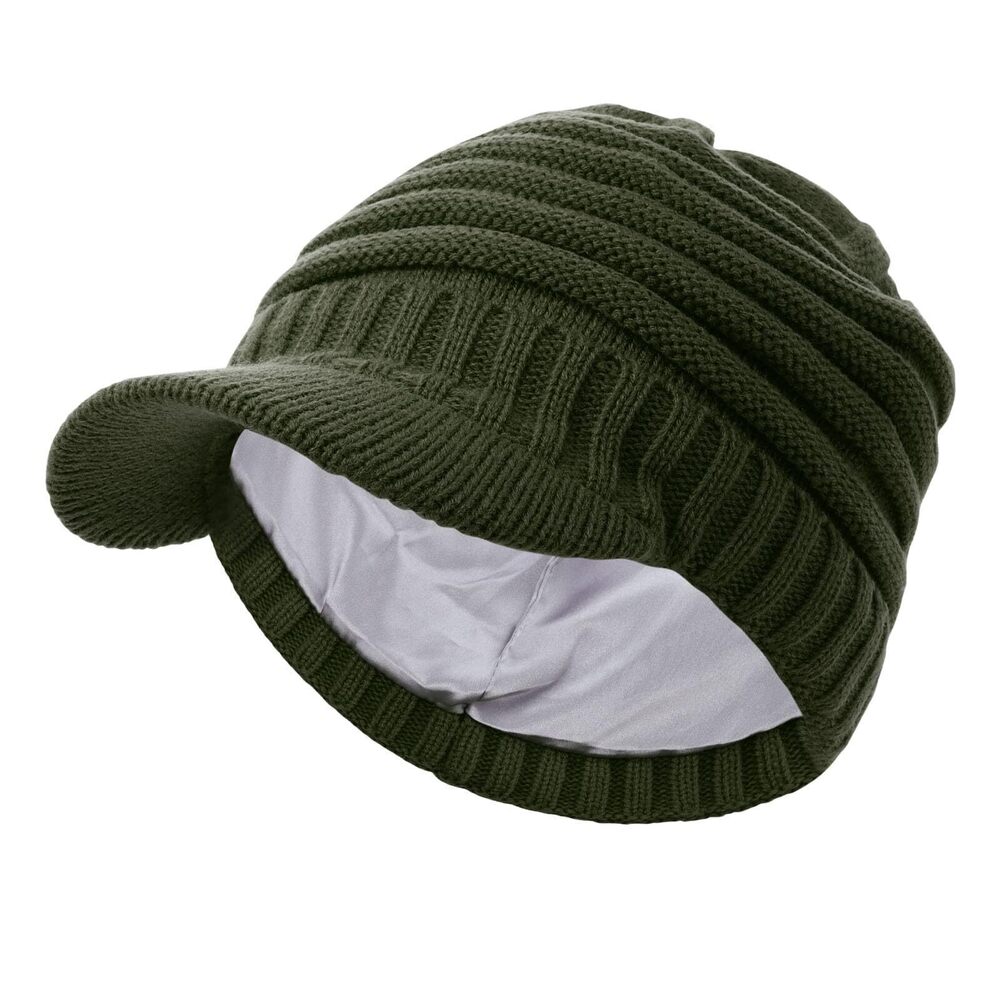 2373 Satin Lined Beanie , Silk Lined Winter Hats , Warm Slouchy Beanies